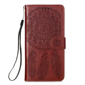Anymob iPhone Case Brown Embossed Book Style Flip Wallet PU Leather With Card Slot