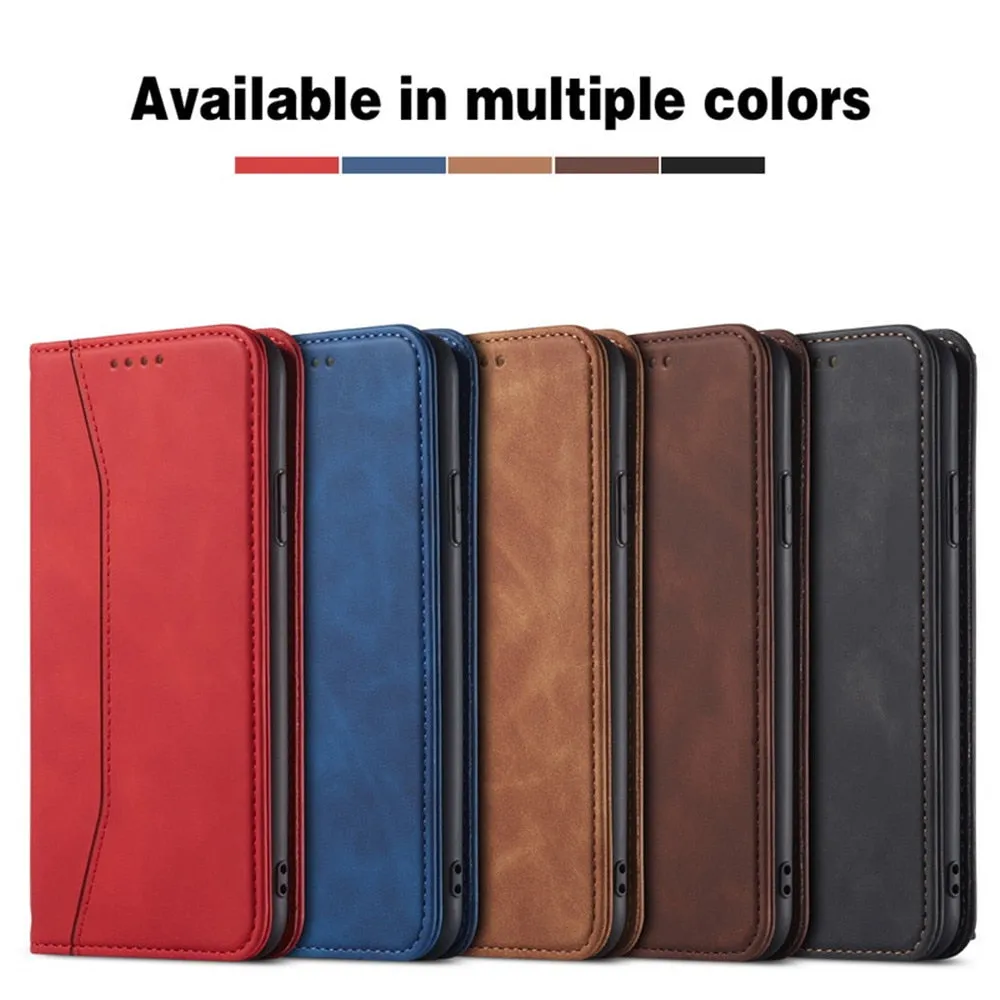 Anymob iPhone Case Dark Brown Magnetic Flip Book Style Wallet Protection Cover
