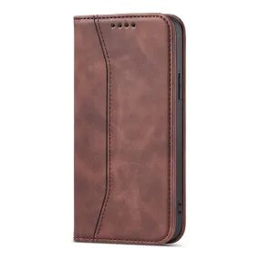 Anymob iPhone Case Dark Brown Magnetic Flip Book Style Wallet Protection Cover