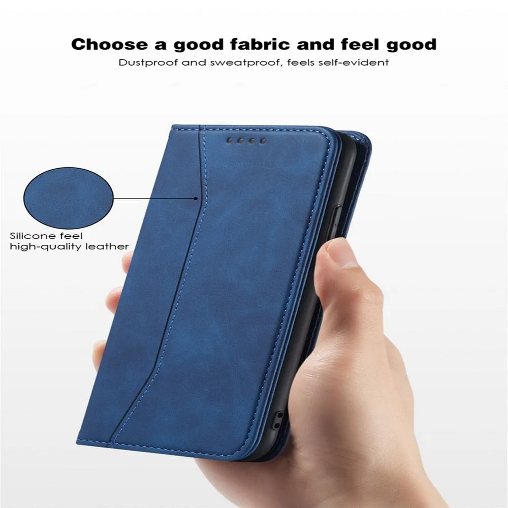 Anymob iPhone Case Dark Brown Magnetic Flip Book Style Wallet Protection Cover