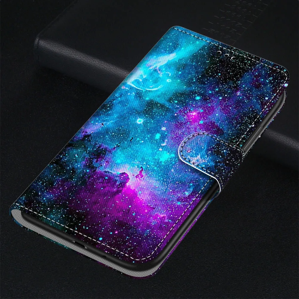 Anymob iPhone Case Galaxy Color Flip Leather Wallet Animal Painting Phone Book Style Cover