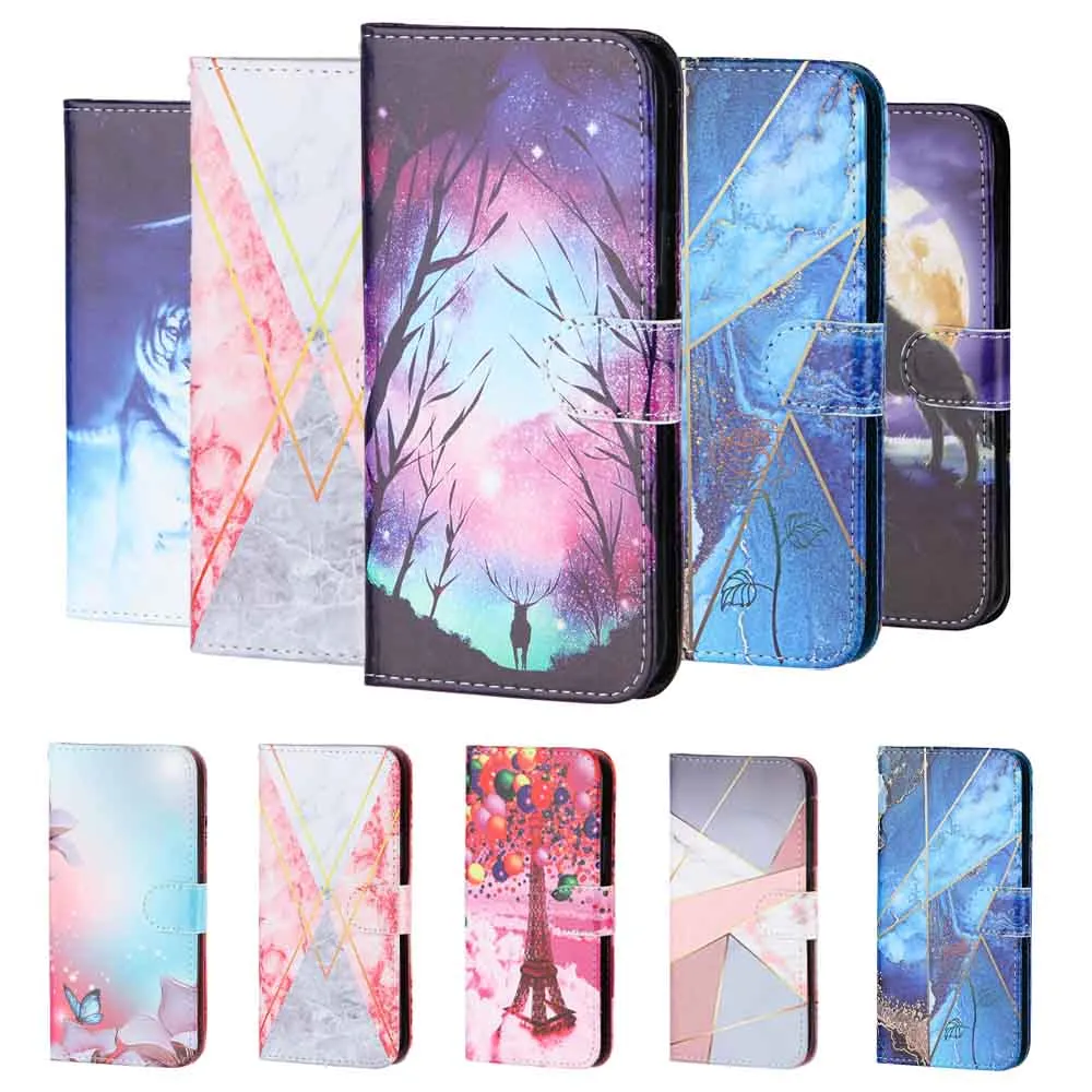 Anymob iPhone Case Gray and Pink Flip Painted Wallet Leather Cover