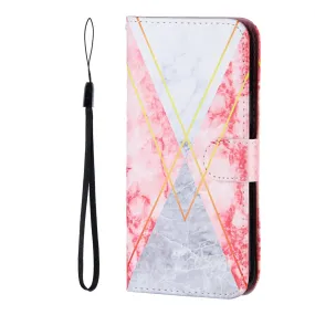 Anymob iPhone Case Gray and Pink Flip Painted Wallet Leather Cover