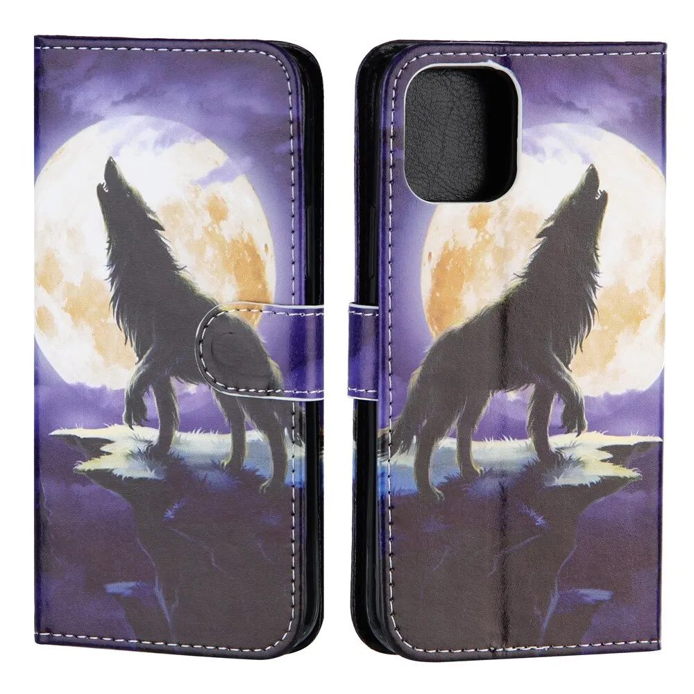 Anymob iPhone Case Gray and Pink Flip Painted Wallet Leather Cover