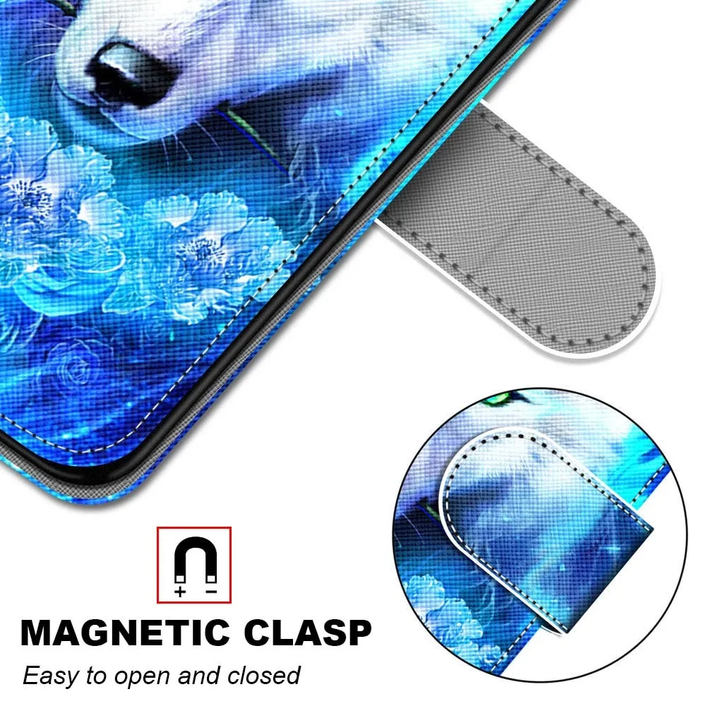 Anymob iPhone Case Gray Cat Cartoon Painted Flip Wallet Leather Phone Cover