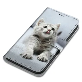 Anymob iPhone Case Gray Cat Cartoon Painted Flip Wallet Leather Phone Cover