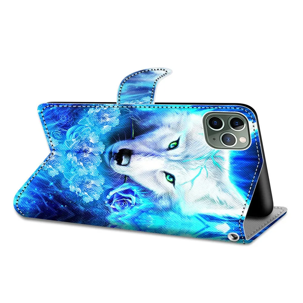 Anymob iPhone Case Gray Cat Cartoon Painted Flip Wallet Leather Phone Cover