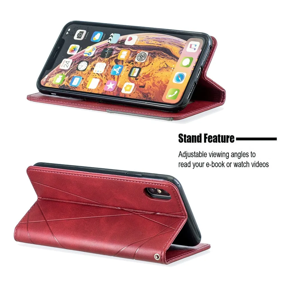 Anymob iPhone Case Gray Flip Wallet Luxury Vintage Business Leather Magnetic Phone Bag