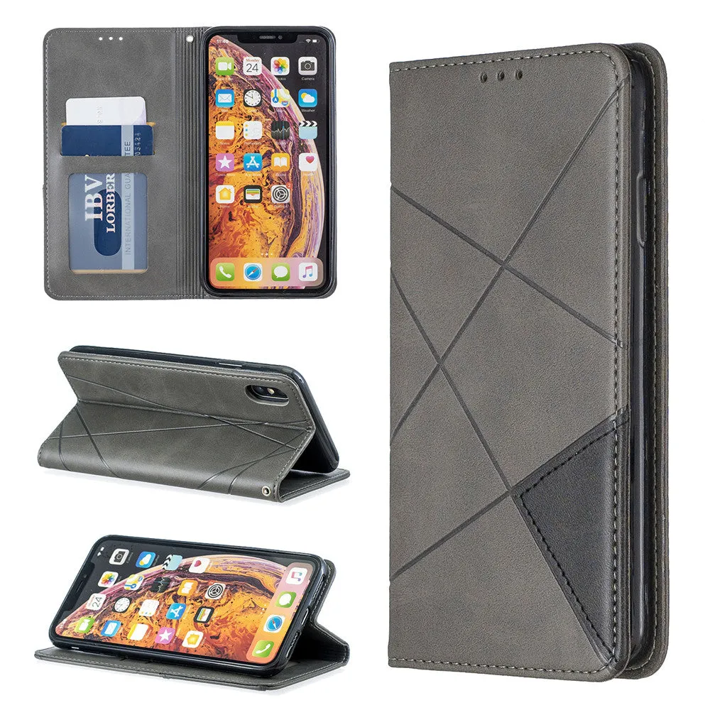 Anymob iPhone Case Gray Flip Wallet Luxury Vintage Business Leather Magnetic Phone Bag