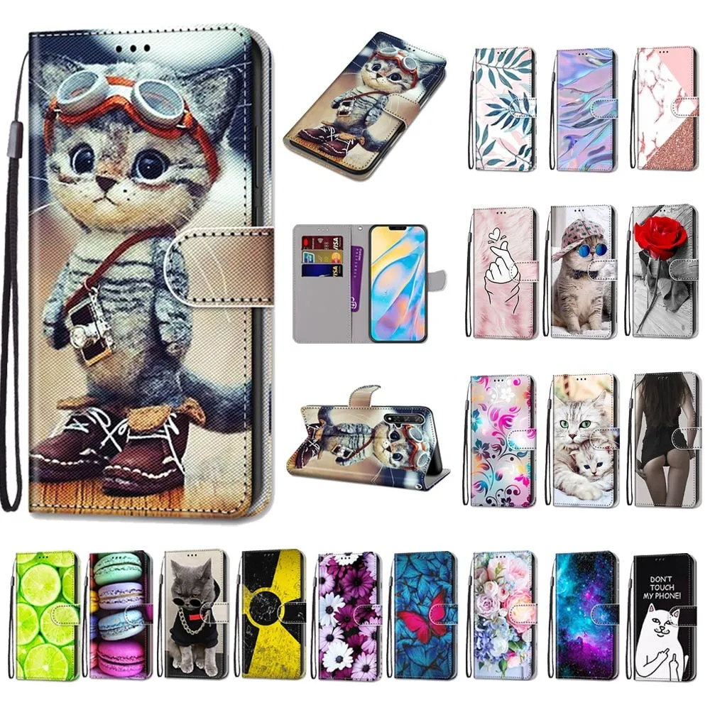 Anymob iPhone Case Oppa Pink Lovely Cartoon Cat Phone Bag Flip Wallet Leather Protection Cover