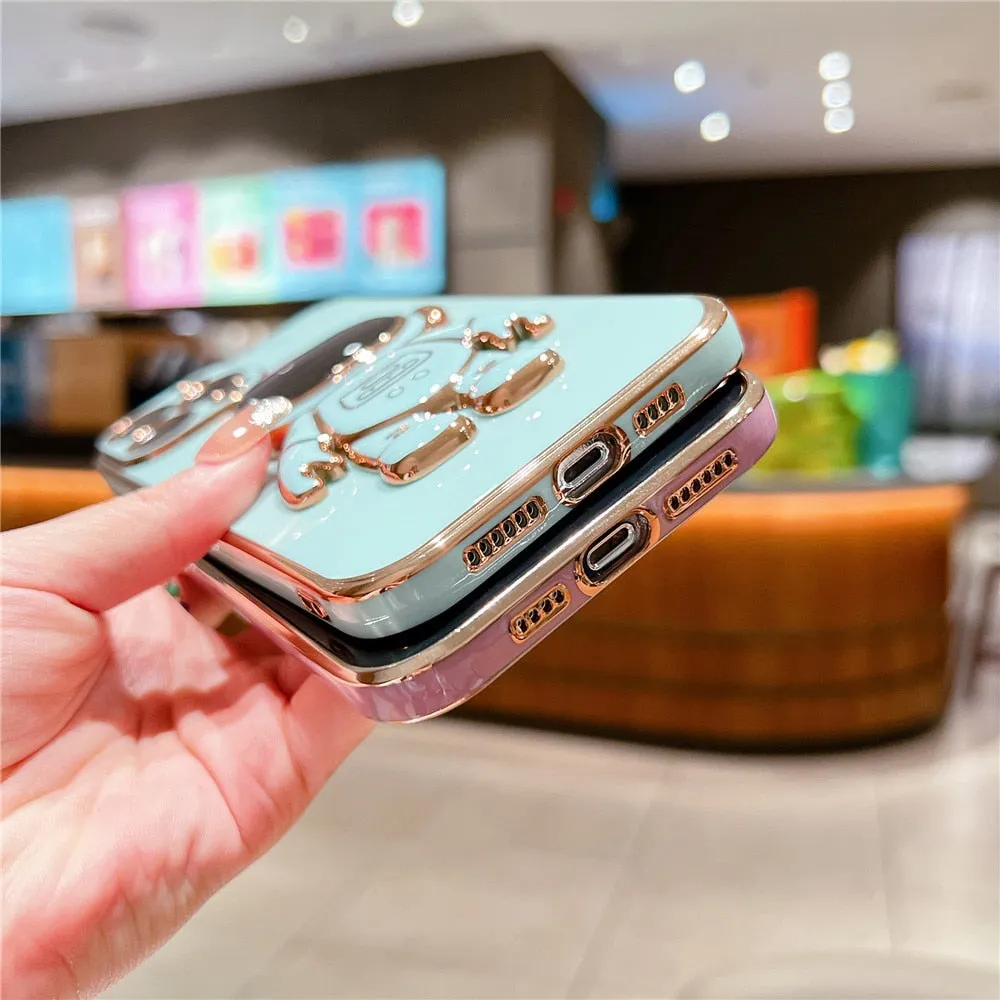 Anymob iPhone Case Orange Universal 6D Astronaut Foldable Holder Phone Cover