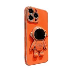 Anymob iPhone Case Orange Universal 6D Astronaut Foldable Holder Phone Cover