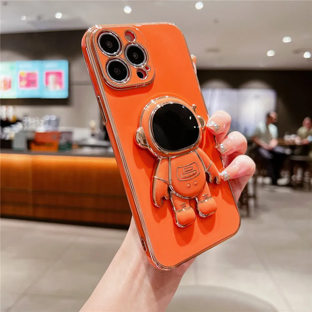 Anymob iPhone Case Orange Universal 6D Astronaut Foldable Holder Phone Cover