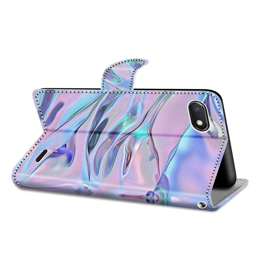Anymob iPhone Case Pink and Blue Butterfly Flip Leather Wallet Animal Painting Phone Book Style Cover