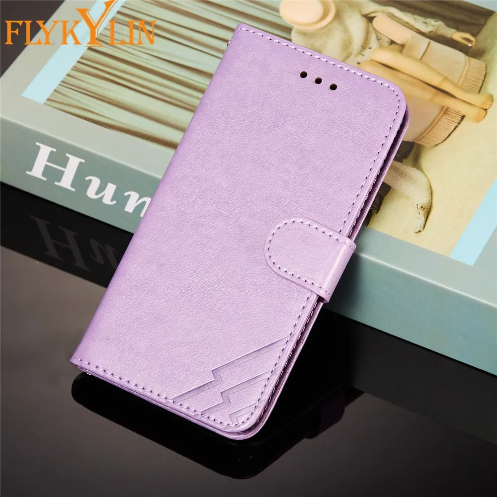 Anymob iPhone Case Purple Solid Color Leather Fashion Magnetic Flip Wallet Cover