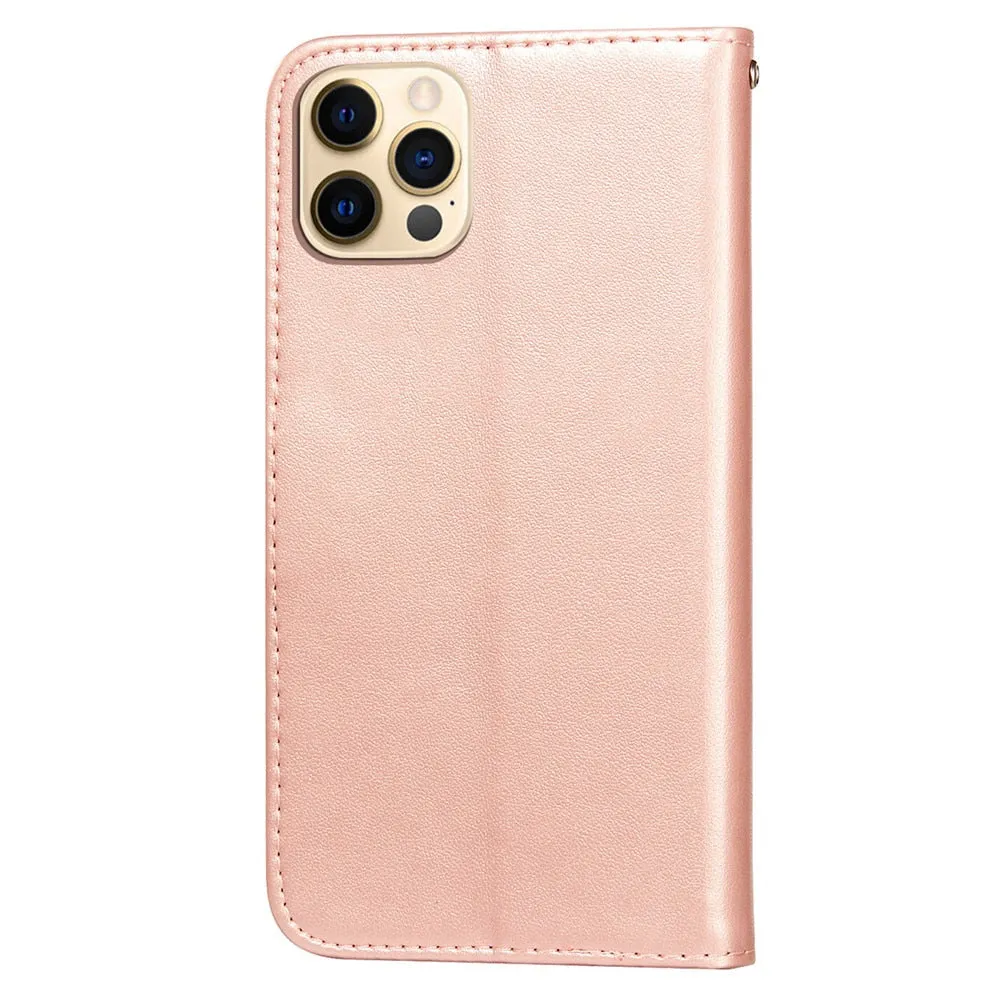 Anymob iPhone Case Purple Solid Color Leather Fashion Magnetic Flip Wallet Cover
