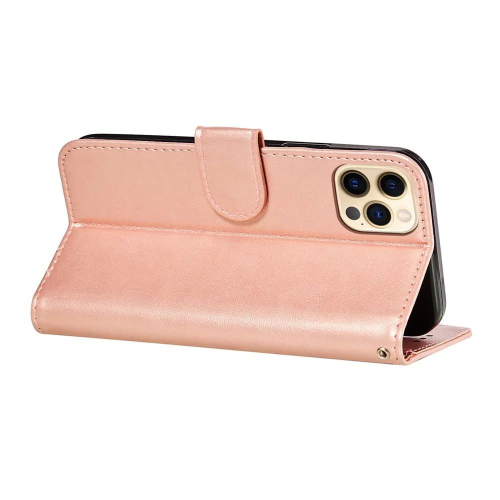 Anymob iPhone Case Purple Solid Color Leather Fashion Magnetic Flip Wallet Cover