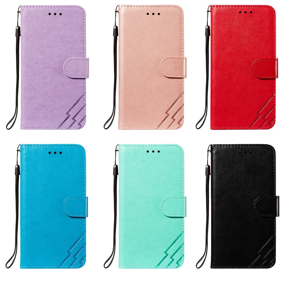 Anymob iPhone Case Purple Solid Color Leather Fashion Magnetic Flip Wallet Cover