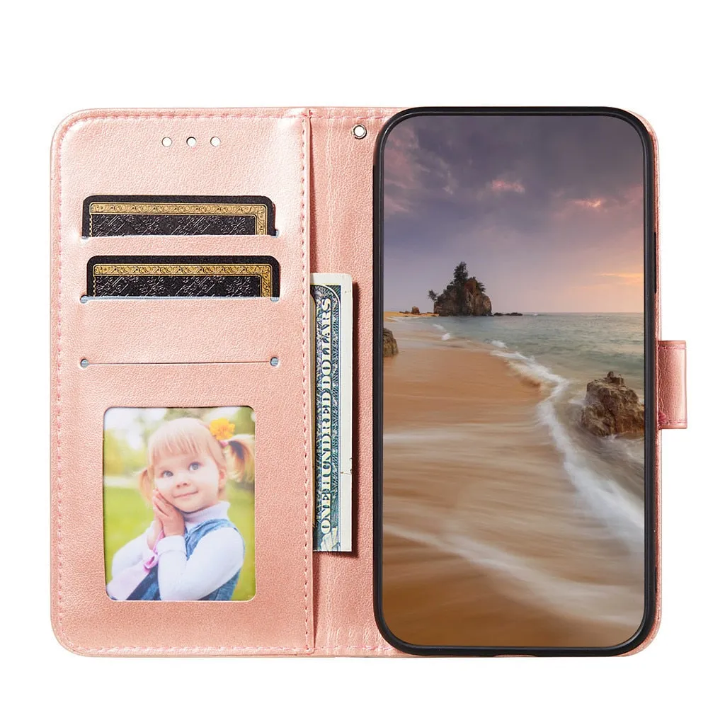 Anymob iPhone Case Purple Solid Color Leather Fashion Magnetic Flip Wallet Cover