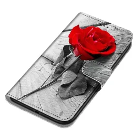 Anymob iPhone Case Red Rose Flip Leather Wallet Animal Painting Phone Book Style Cover