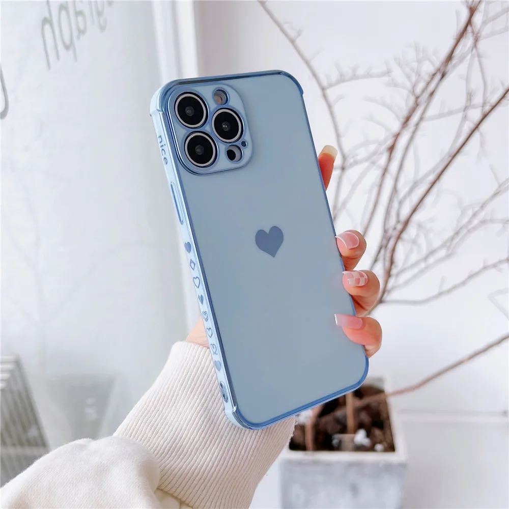 Anymob iPhone Case Sky Blue Plating Love Heart Pattern Soft Silicon Phone Cover