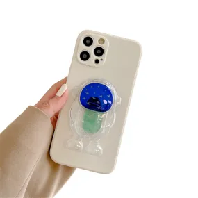 Anymob iPhone Case White And Blue Transparent Astronaut Kickstand Shockproof Silicone Cover