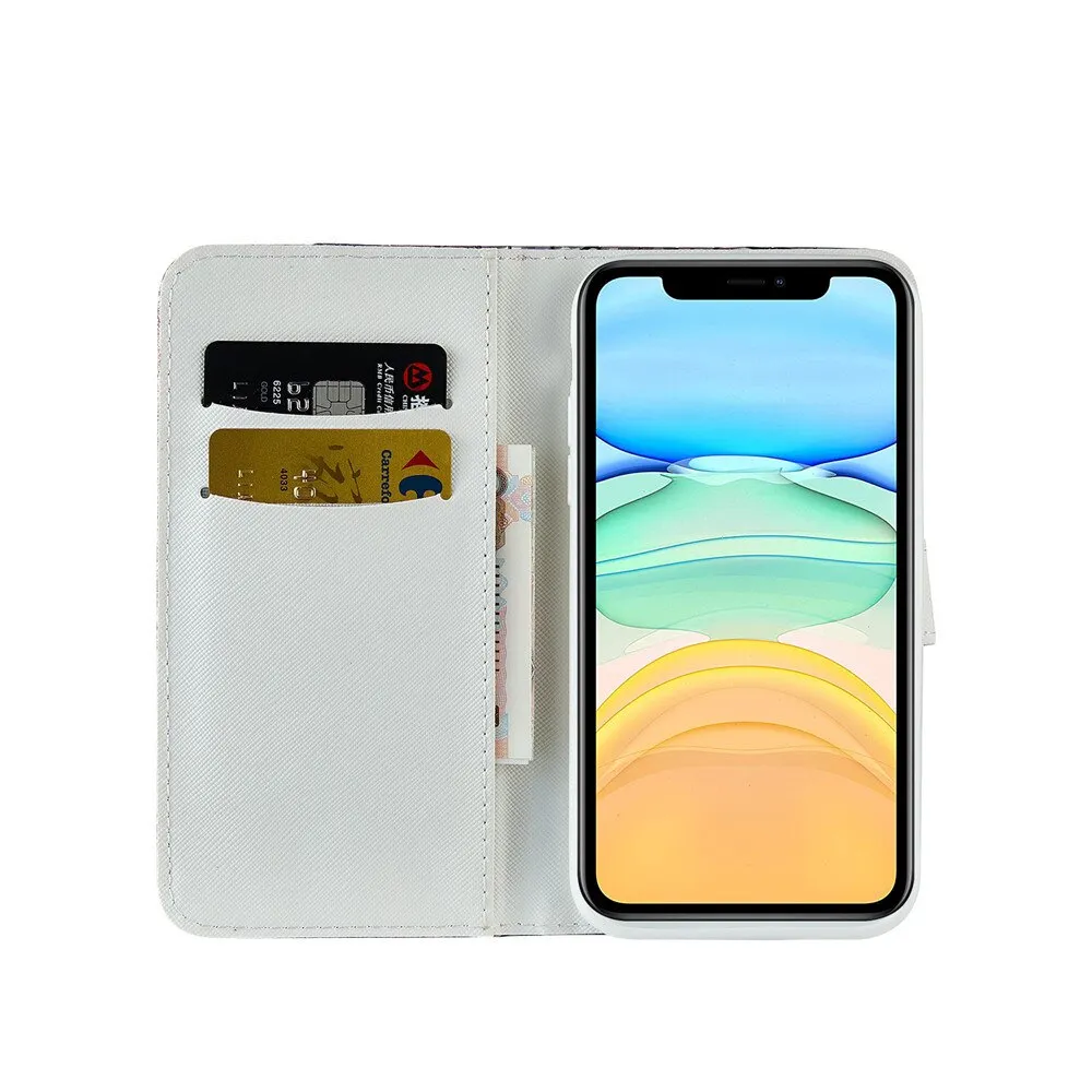 Anymob iPhone Case White Laser Flash Powder Flip Magnetic Wallet Stand Function