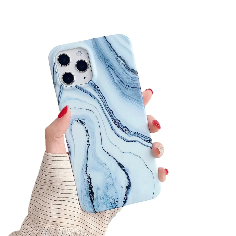 Anymob iPhone Dark Blue Marble Phone Case Soft Silicone Cover