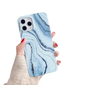 Anymob iPhone Dark Blue Marble Phone Case Soft Silicone Cover