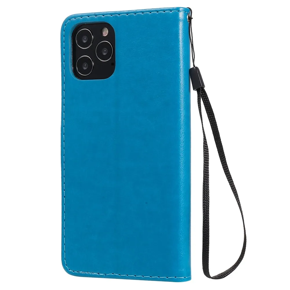 Anymob iPhone Green Leather Flip Case Embossing Cat and Bee Cover