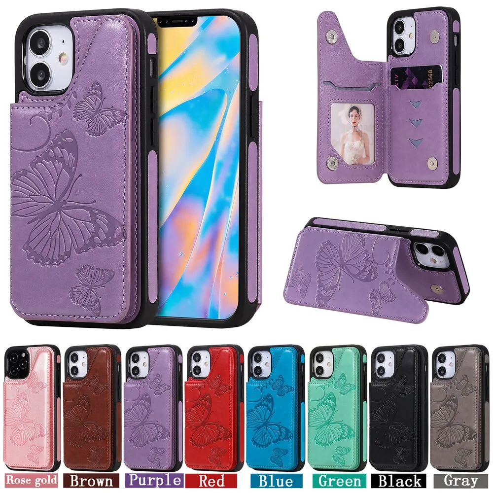 Anymob iPhone Grey 3D Butterfly Flip Leather Case Mini Wallet Book Cover