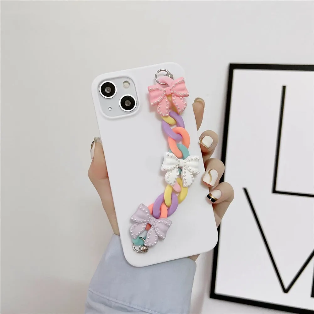 Anymob iPhone Lavender Bracelet Phone Case Mini Colorful Chain Soft Silicon Cover