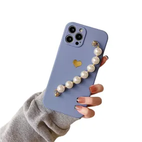 Anymob iPhone Lavender Love Heart Pearl Bracelet Phone Case Mini Soft Silicone Back Cover