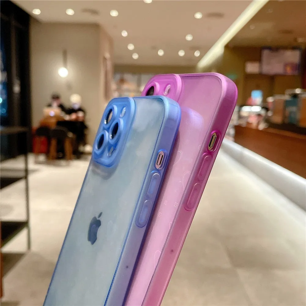 Anymob iPhone Orange Love Heart Transparent Phone Case Fluorescent Soft Bumper Back Cover