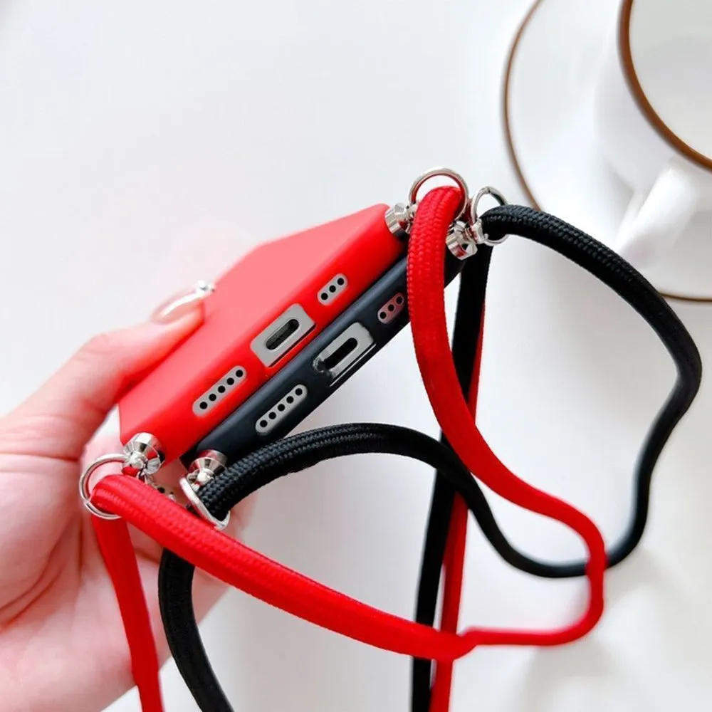 Anymob iPhone Peach Crossbody Necklace Strap Lanyard Cord Phone Case Silicone Cover