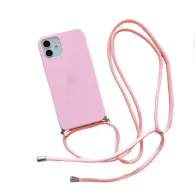 Anymob iPhone Peach Crossbody Necklace Strap Lanyard Cord Phone Case Silicone Cover