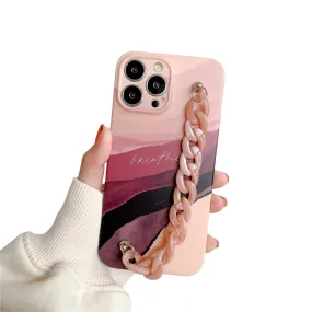 Anymob iPhone Pink Art Painting Marble Bracelet Phone Case Shockproof Soft Silicone Cover