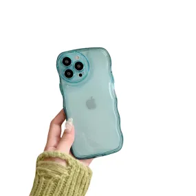 Anymob iPhone Sky Blue Curly Wavy Phone Case Shockproof Transparent Silicone Cover