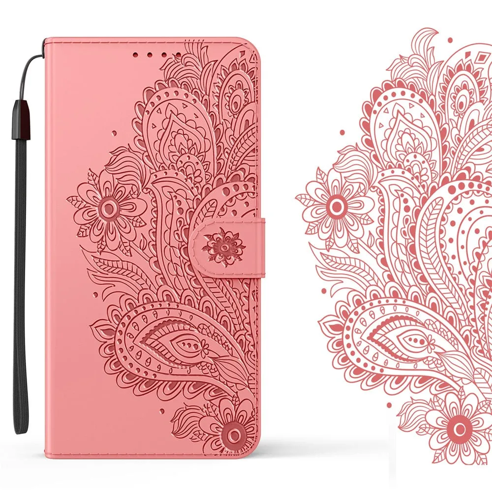 Anymob iPhone Violet Flip Leather Phone Cases Peacock Pattern Wallet Cover