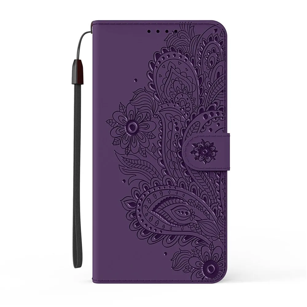 Anymob iPhone Violet Flip Leather Phone Cases Peacock Pattern Wallet Cover