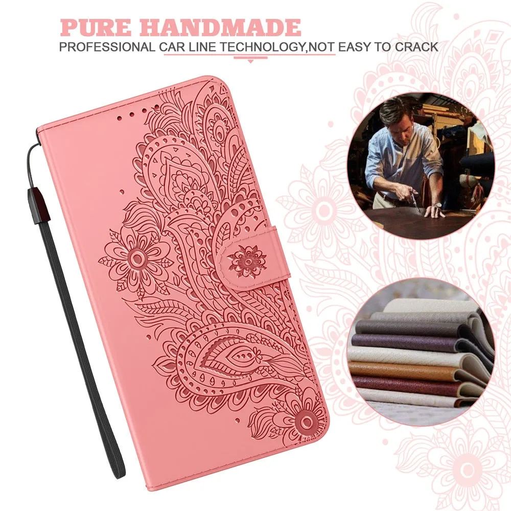 Anymob iPhone Violet Flip Leather Phone Cases Peacock Pattern Wallet Cover