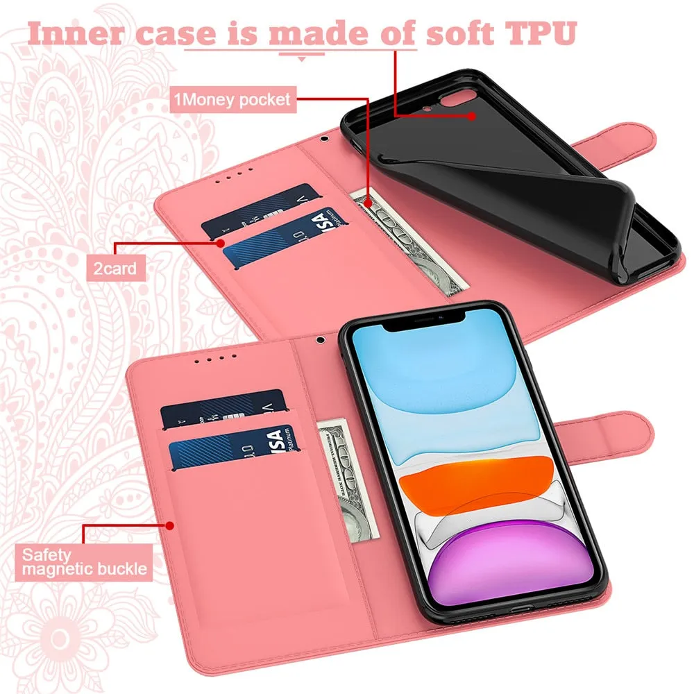 Anymob iPhone Violet Flip Leather Phone Cases Peacock Pattern Wallet Cover
