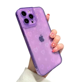 Anymob iPhone Violet Holographic Love Heart Clear Phone Case Transparent Cover
