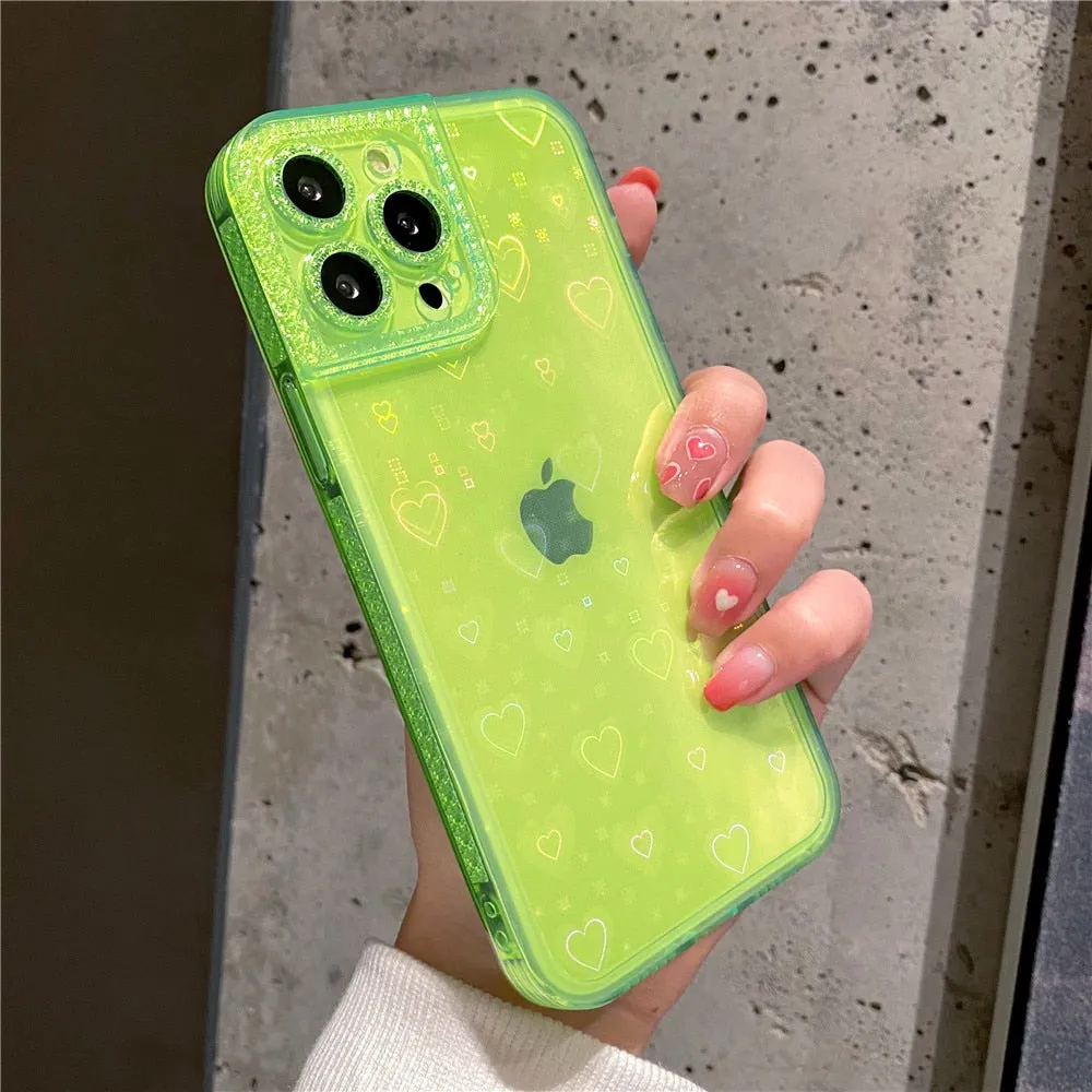 Anymob iPhone Violet Holographic Love Heart Clear Phone Case Transparent Cover