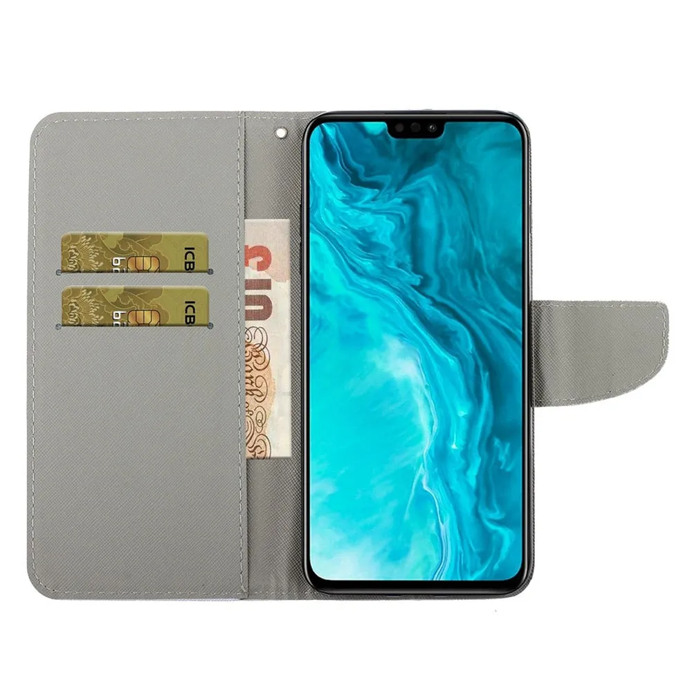 Anymob iPhone Violet Roses Painted Phone Case Magnetic Wallet Card slot Back Cover