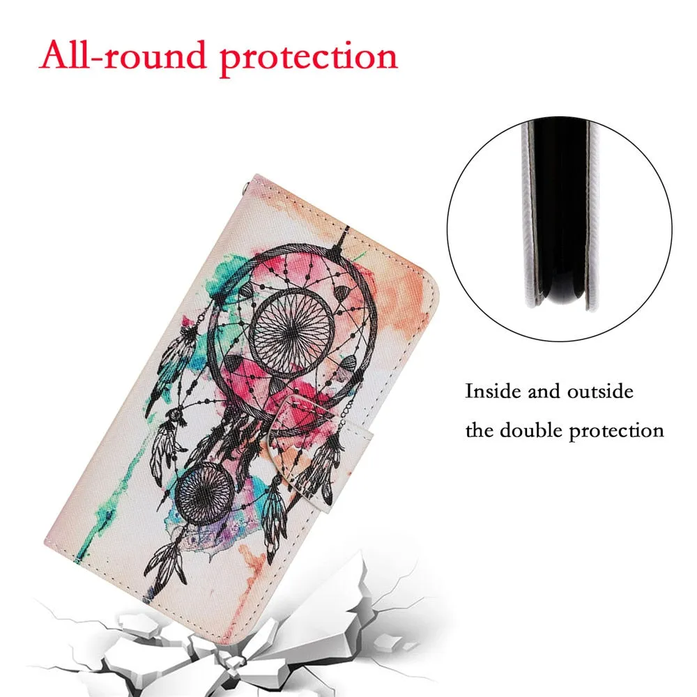 Anymob iPhone Violet Roses Painted Phone Case Magnetic Wallet Card slot Back Cover
