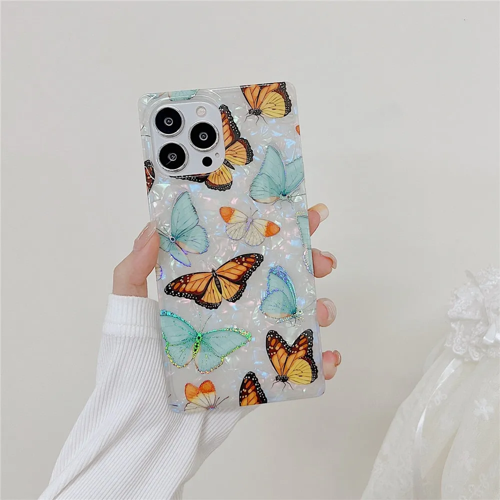 Anymob iPhone White Shining Dream Case With Butterfly Shell Phone Cover