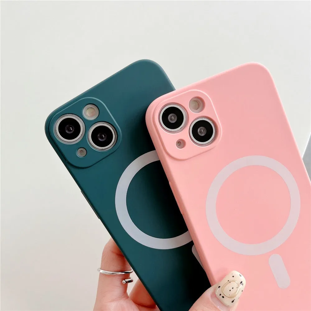 Anymob iPhone Yellow Green Silicone Magnetic Case Shockproof Phone Cover