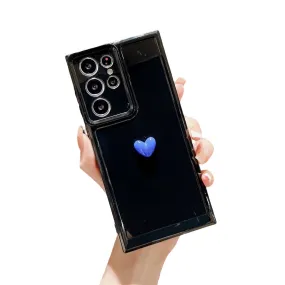 Anymob Samsung Black With Blue Cute 3D Love Heart Case Shockproof Soft Silicone Phone Back Cover