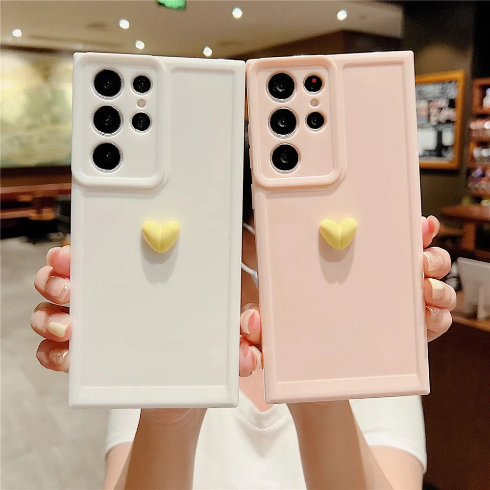 Anymob Samsung Black With Violet Cute 3D Love Heart Case Shockproof Soft Silicone Phone Back Cover